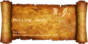 Metzing Jenő névjegykártya